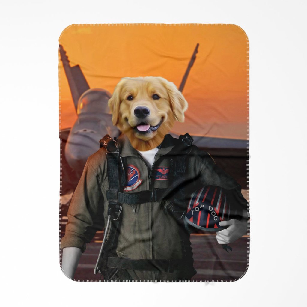 The Top Pilot: Custom Pet Blanket - Paw & Glory - Dog Portraits - Pet Portraits