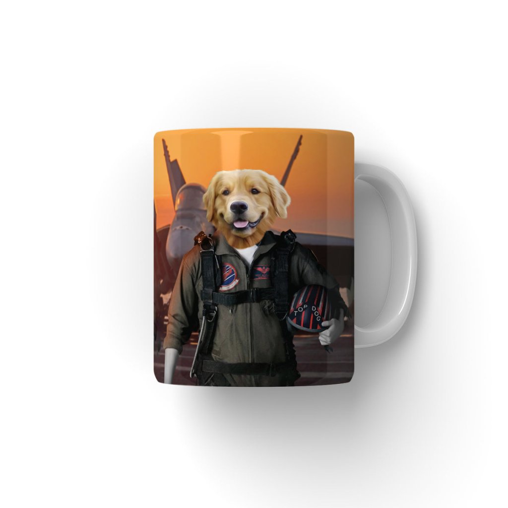 The Top Pilot: Custom Pet Coffee Mug - Paw & Glory - Dog Portraits - Pet Portraits