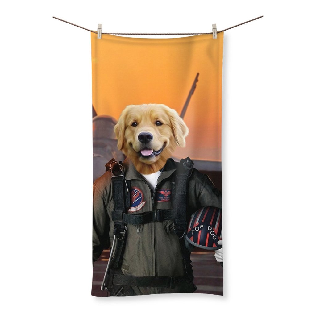 The Top Pilot: Custom Pet Towel - Paw & Glory - Dog Portraits - Pet Portraits