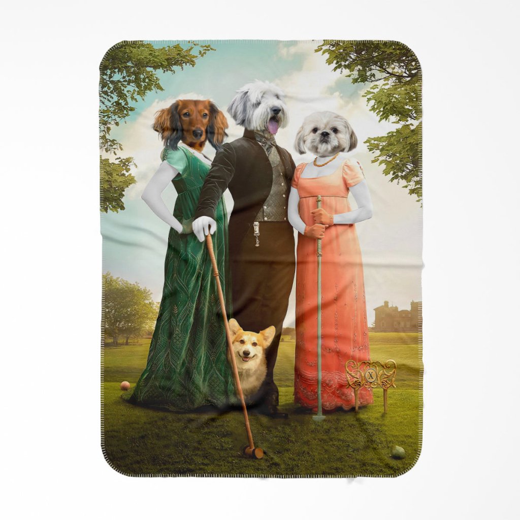 The Trio (Bridgerton Inspired): Custom Pet Blanket - Paw & Glory - Dog Portraits - Pet Portraits