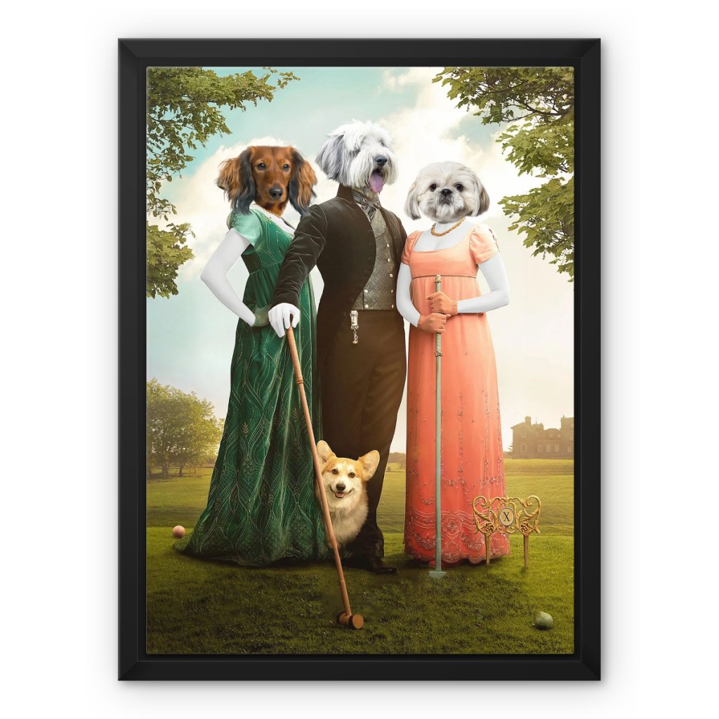 The Trio (Bridgerton Inspired): Custom Pet Canvas - Paw & Glory - Dog Portraits - Pet Portraits