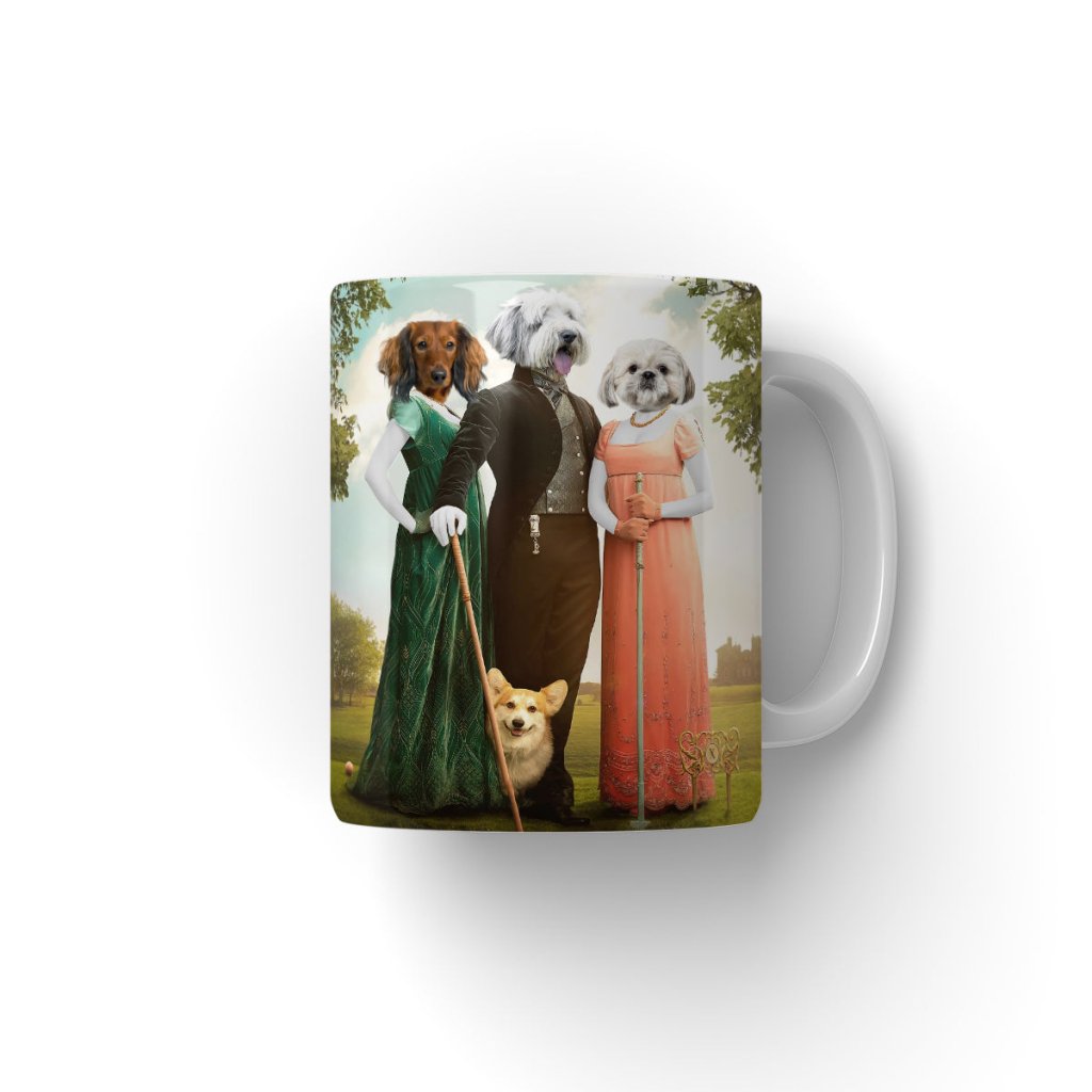 The Trio (Bridgerton Inspired): Custom Pet Coffee Mug - Paw & Glory - Dog Portraits - Pet Portraits