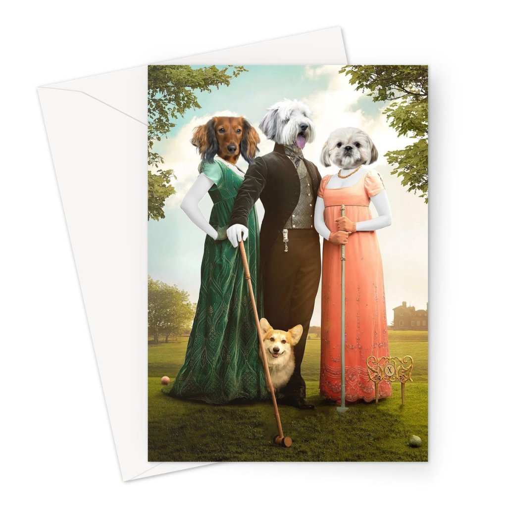 The Trio (Bridgerton Inspired): Custom Pet Greeting Card - Paw & Glory - Dog Portraits - Pet Portraits