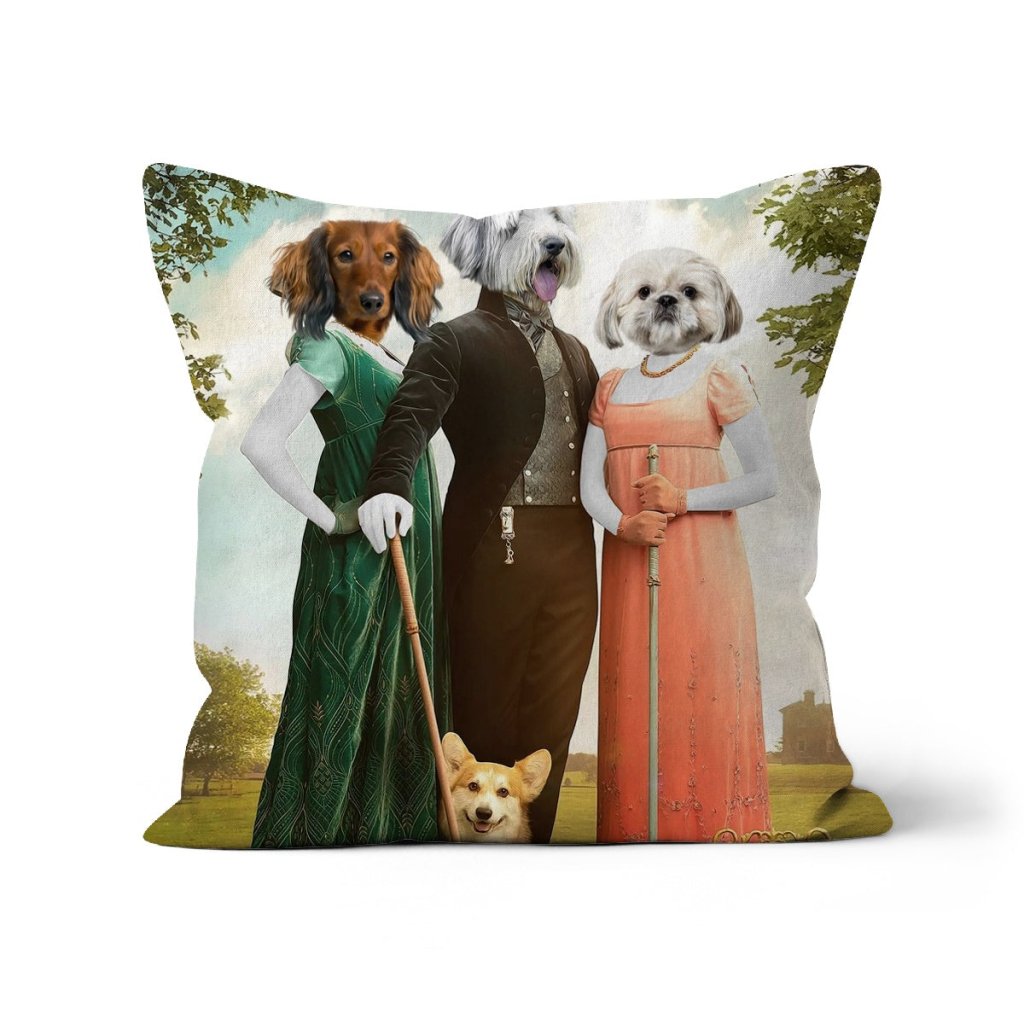 The Trio (Bridgerton Inspired): Custom Pet Pillow - Paw & Glory - Dog Portraits - Pet Portraits