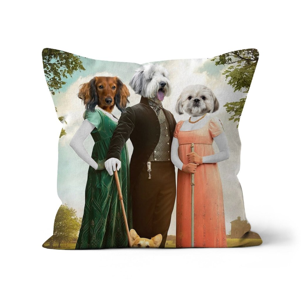 The Trio (Bridgerton Inspired): Custom Pet Pillow - Paw & Glory - Dog Portraits - Pet Portraits