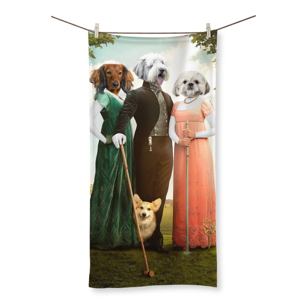 The Trio (Bridgerton Inspired): Custom Pet Towel - Paw & Glory - Dog Portraits - Pet Portraits