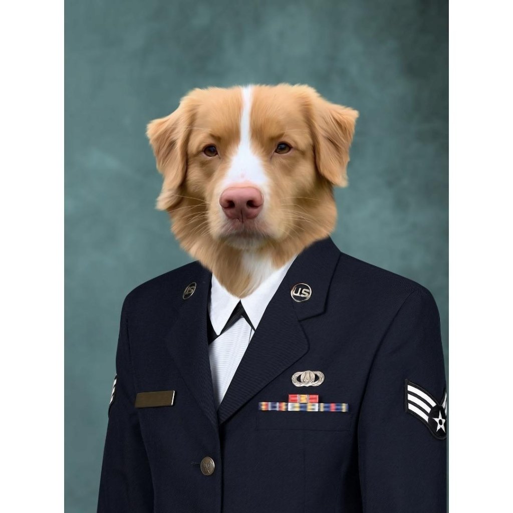 The US Female Navy Officer: Custom Digital Download Pet Portrait - Paw & Glory - Dog Portraits - Pet Portraits