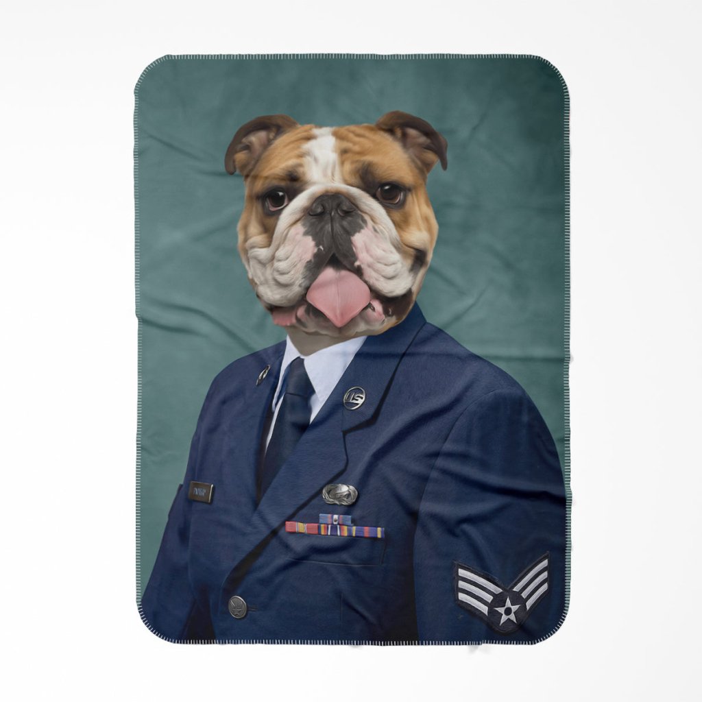 The US Male Navy Officer: Custom Pet Blanket - Paw & Glory - Dog Portraits - Pet Portraits