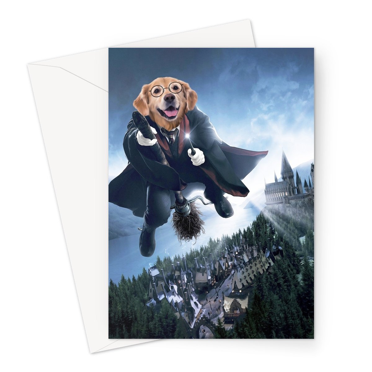 The Wizard (Harry Potter Inspired): Custom Pet Greeting Card - Paw & Glory - Dog Portraits - Pet Portraits