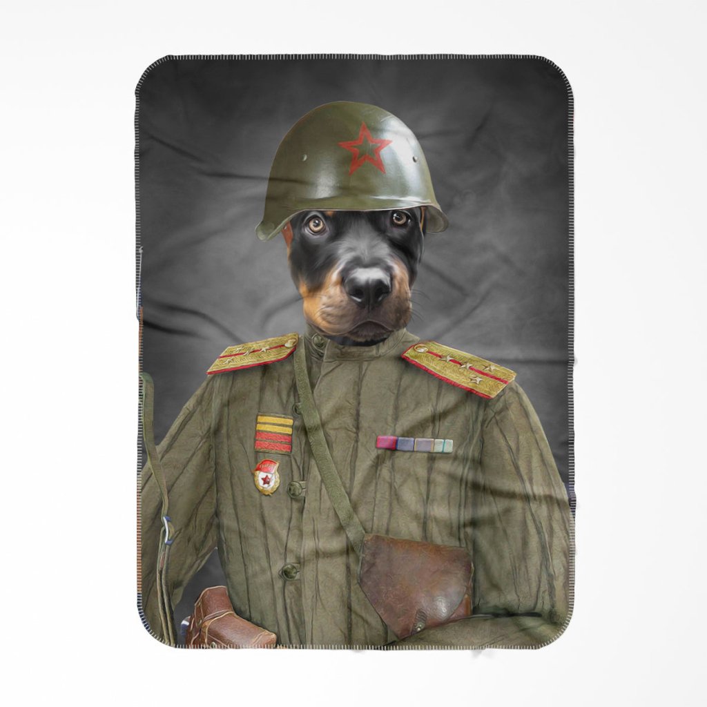 The World War Soldier: Custom Pet Blanket - Paw & Glory - Dog Portraits - Pet Portraits