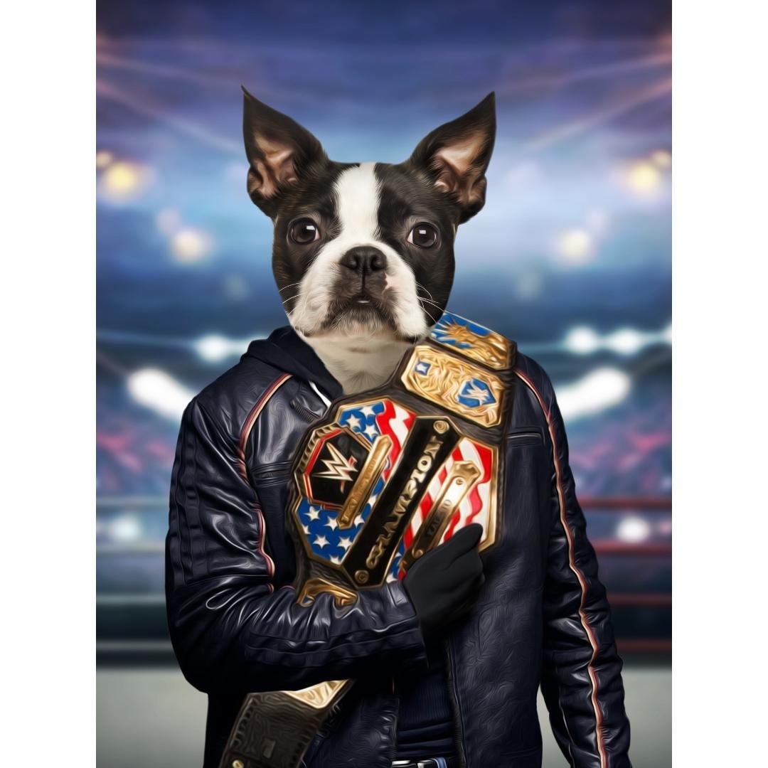 The Wrestler: Custom Digital Download Pet Portrait - Paw & Glory - Dog Portraits - Pet Portraits