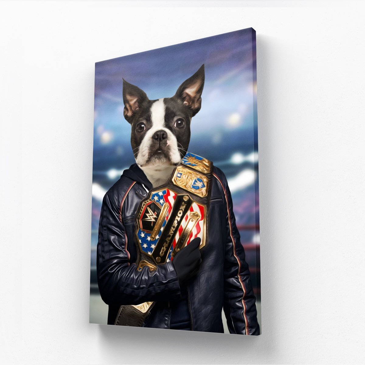 The Wrestler: Custom Pet Canvas - Paw & Glory - Dog Portraits - Pet Portraits