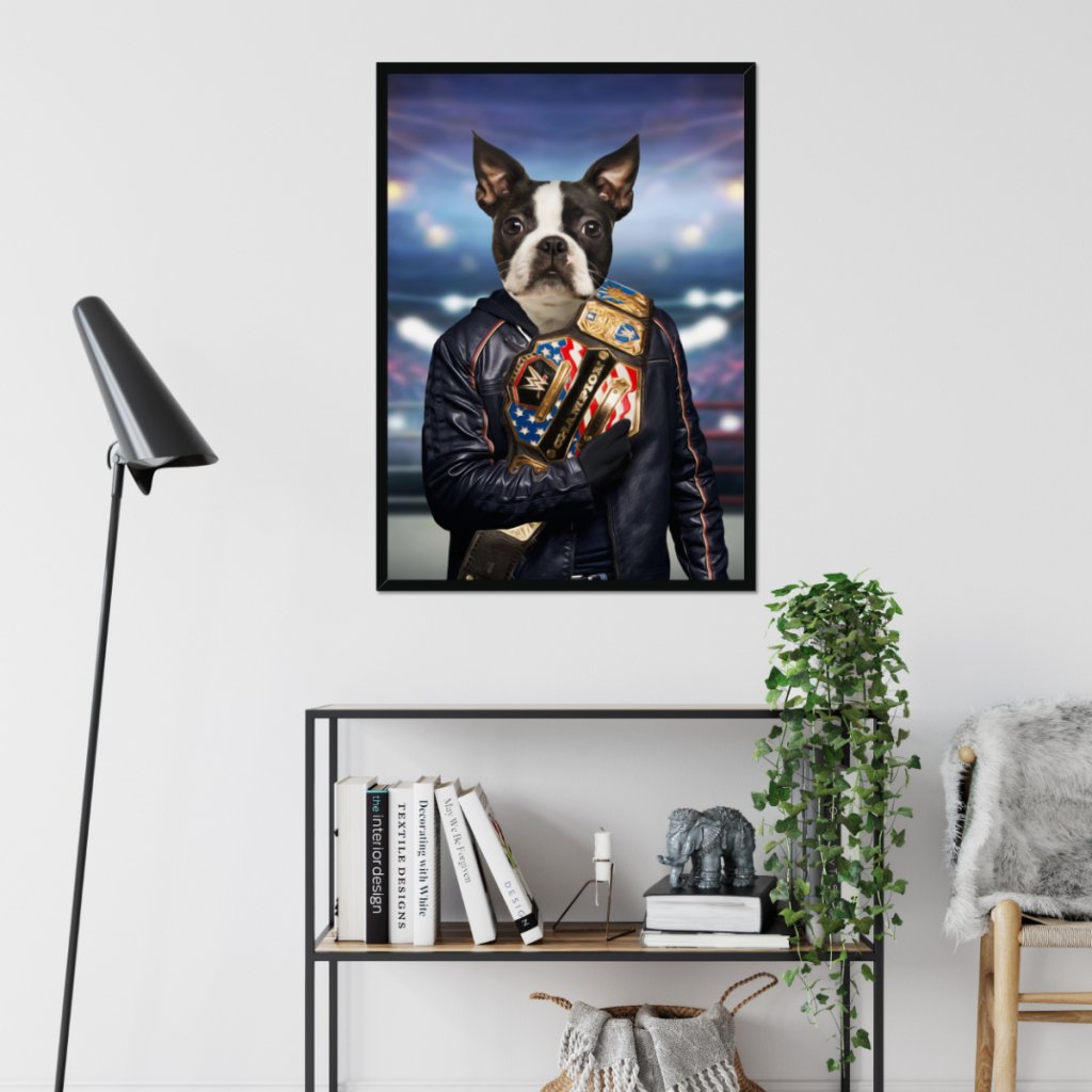 The Wrestler: Custom Pet Portrait - Paw & Glory - Dog Portraits - Pet Portraits