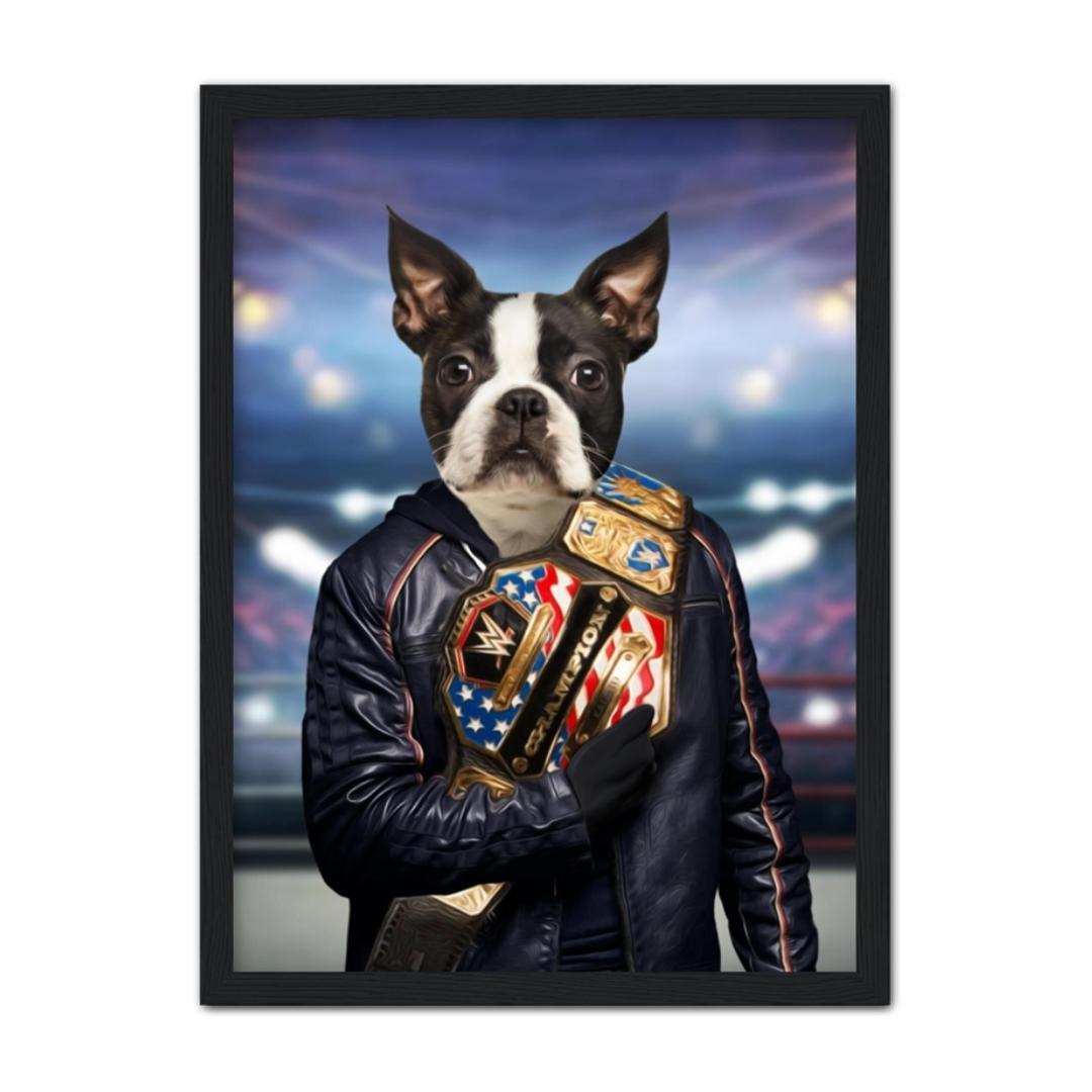 The Wrestler: Custom Pet Portrait - Paw & Glory - Dog Portraits - Pet Portraits