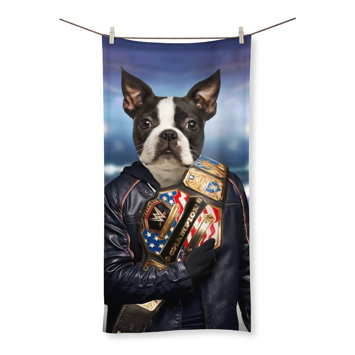 The Wrestler: Custom Pet Towel - Paw & Glory - Dog Portraits - Pet Portraits