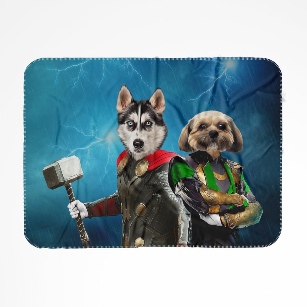 Thor & Loki: Custom Pet Blanket - Paw & Glory - Dog Portraits - Pet Portraits