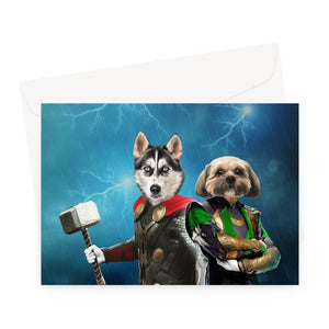 Thor & Loki: Custom Pet Greeting Card - Paw & Glory - Dog Portraits - Pet Portraits