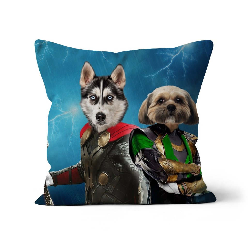 Thor & Loki: Custom Pet Pillow - Paw & Glory - Dog Portraits - Pet Portraits