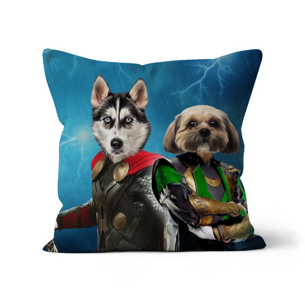 Thor & Loki: Custom Pet Pillow - Paw & Glory - Dog Portraits - Pet Portraits