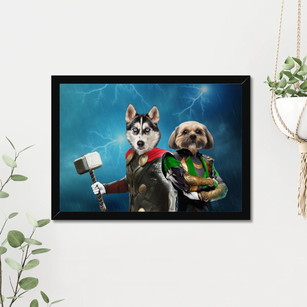 Thor & Loki: Custom Pet Portrait - Paw & Glory - Dog Portraits - Pet Portraits