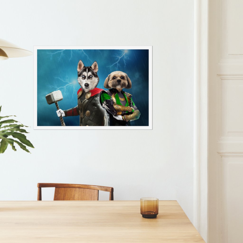 Thor & Loki: Custom Pet Poster - Paw & Glory - Dog Portraits - Pet Portraits