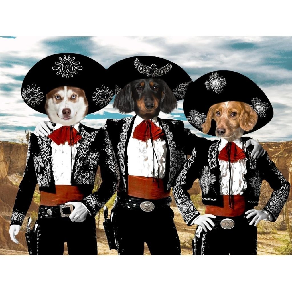 Three Amigos: Custom Digital Download Pet Portrait - Paw & Glory - Dog Portraits - Pet Portraits