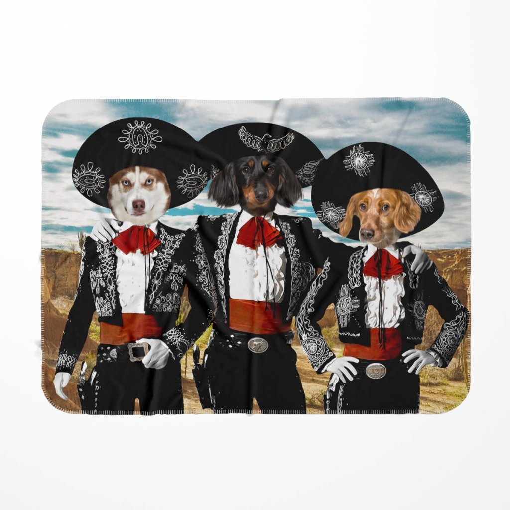 Three Amigos: Custom Pet Blanket - Paw & Glory - Dog Portraits - Pet Portraits