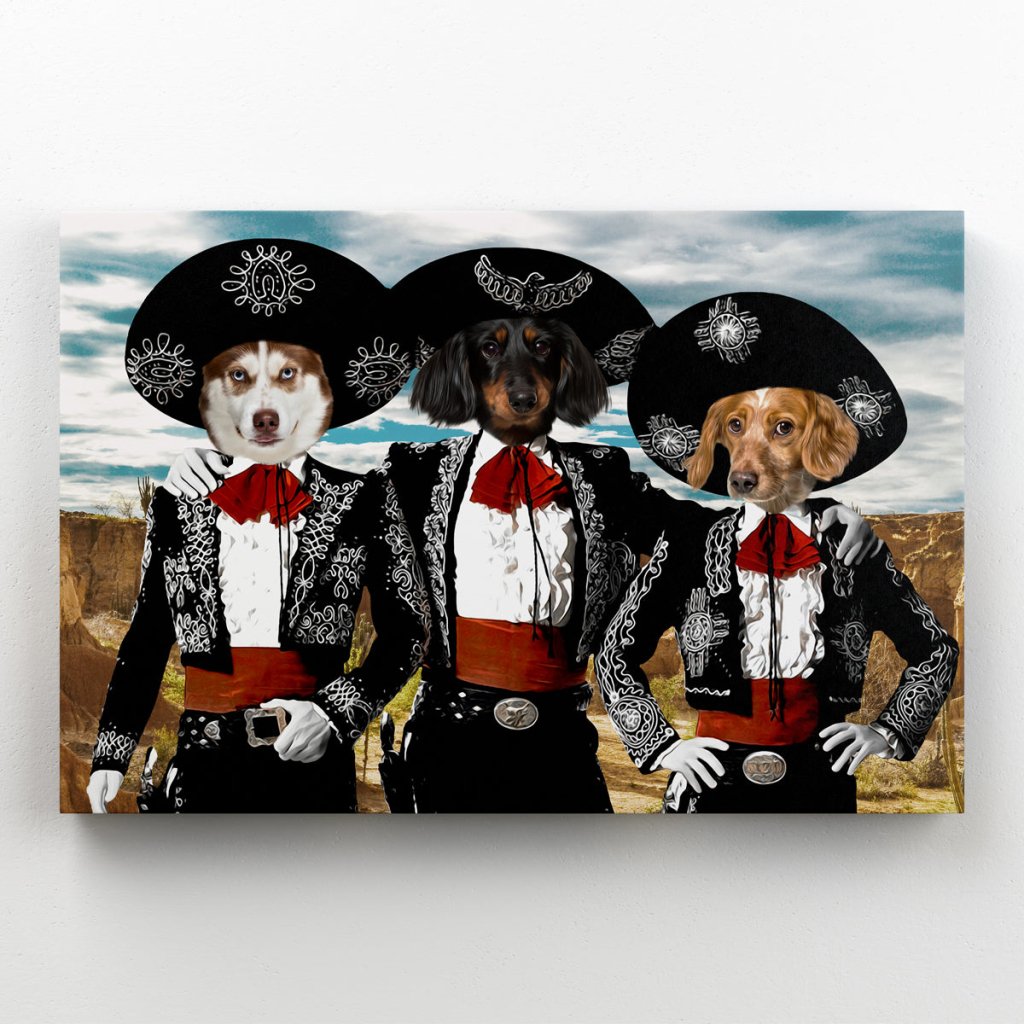 Three Amigos: Custom Pet Canvas - Paw & Glory - Dog Portraits - Pet Portraits