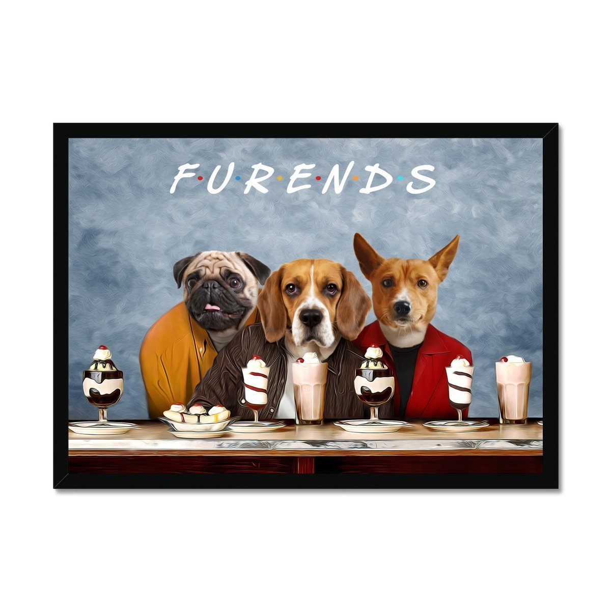 Three Furends: Custom Pet Portrait - Paw & Glory - Dog Portraits - Pet Portraits