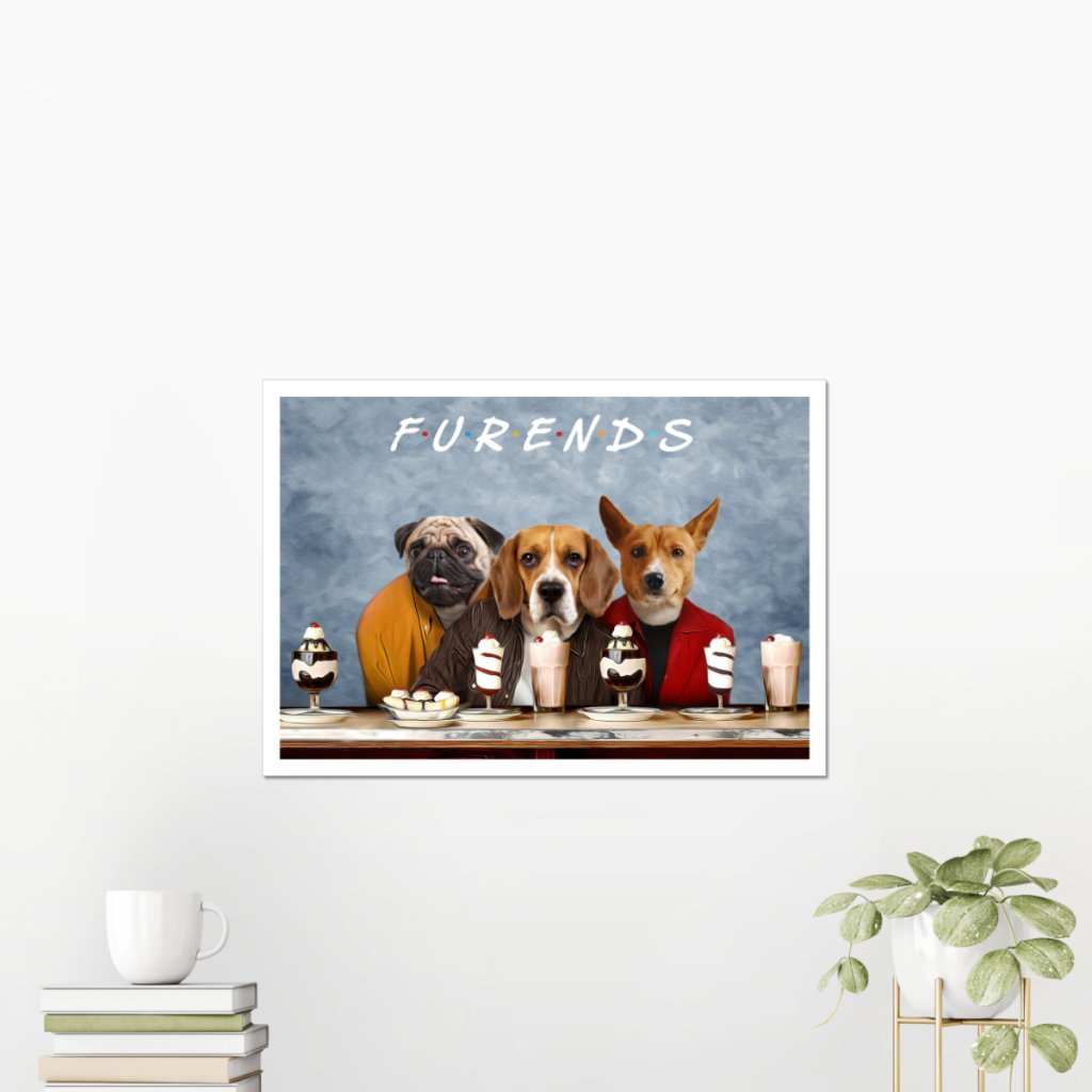 Three Furends: Custom Pet Poster - Paw & Glory - Dog Portraits - Pet Portraits