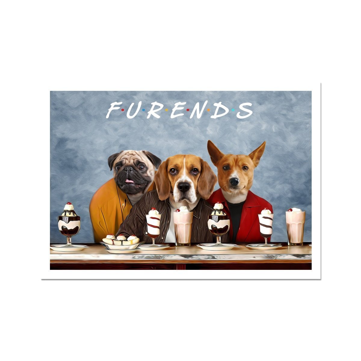 Three Furends: Custom Pet Poster - Paw & Glory - Dog Portraits - Pet Portraits