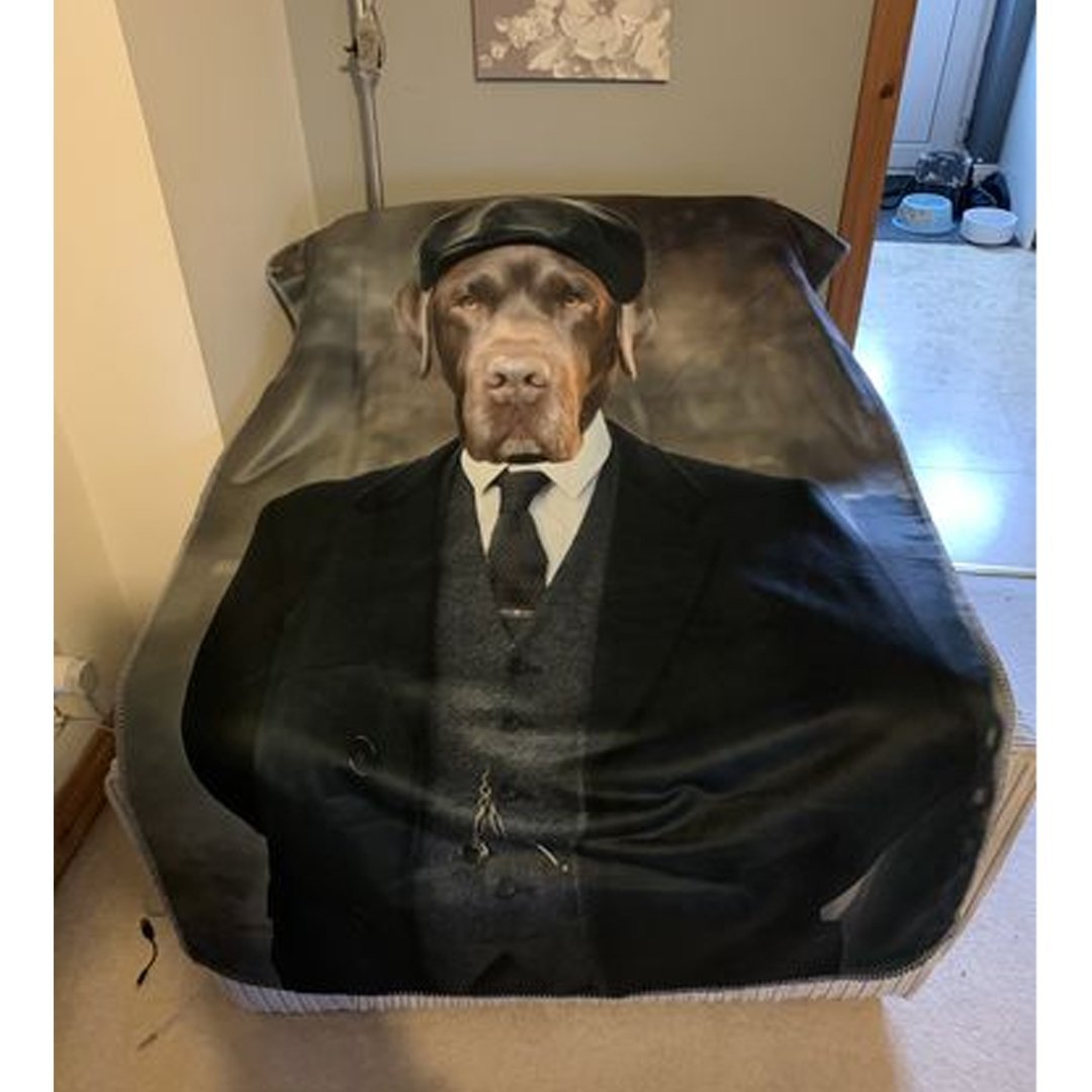 Tommy (Peaky Blinders Inspired): Custom Pet Blanket - Paw & Glory - Dog Portraits - Pet Portraits