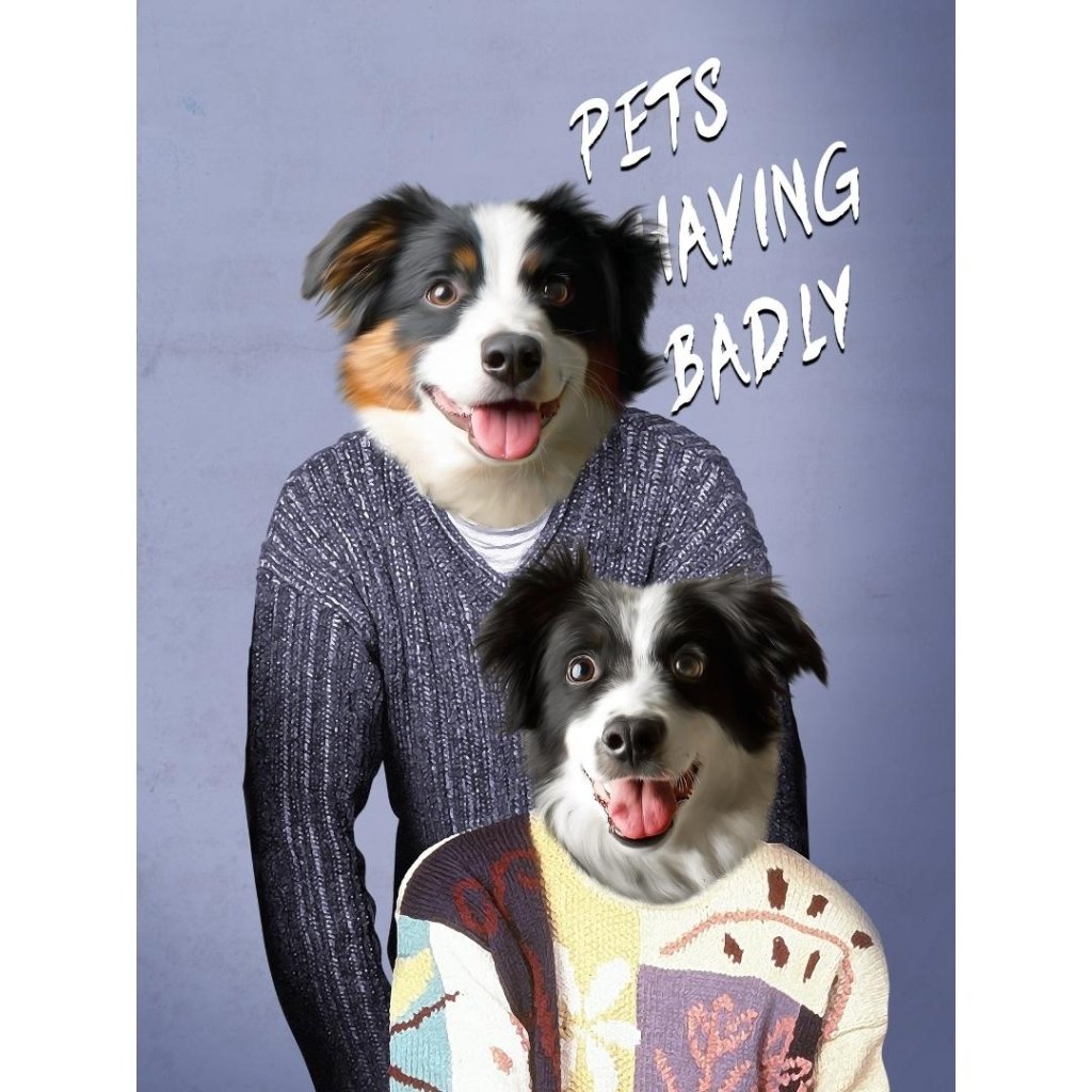 Tony & Deborah (Men Behaving Badly Inspired): Custom Digital Download Pet Portrait - Paw & Glory - Dog Portraits - Pet Portraits