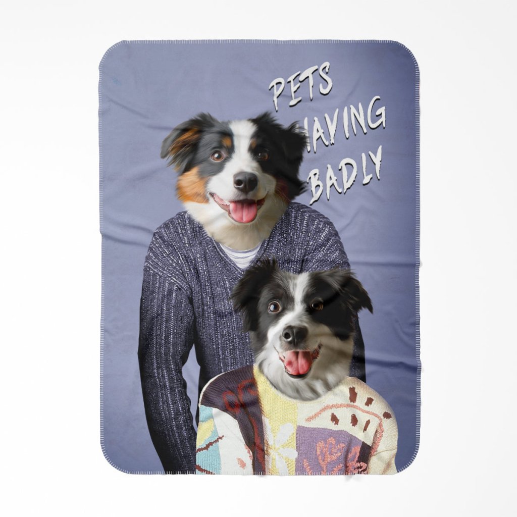 Tony & Deborah (Men Behaving Badly Inspired): Custom Pet Blanket - Paw & Glory - Dog Portraits - Pet Portraits