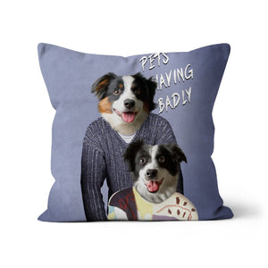 Tony & Deborah (Men Behaving Badly Inspired): Custom Pet Pillow - Paw & Glory - Dog Portraits - Pet Portraits