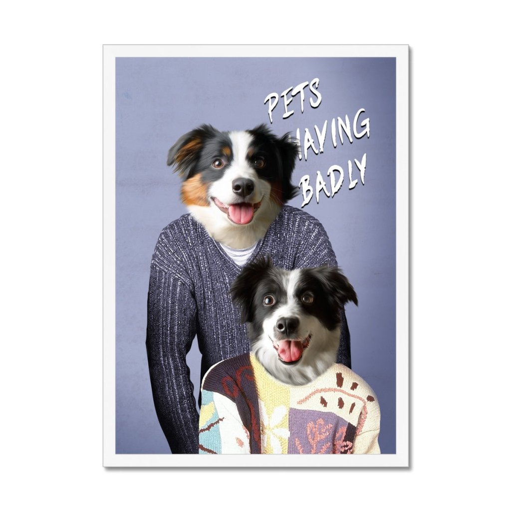 Tony & Deborah (Men Behaving Badly Inspired): Custom Pet Portrait - Paw & Glory - Dog Portraits - Pet Portraits