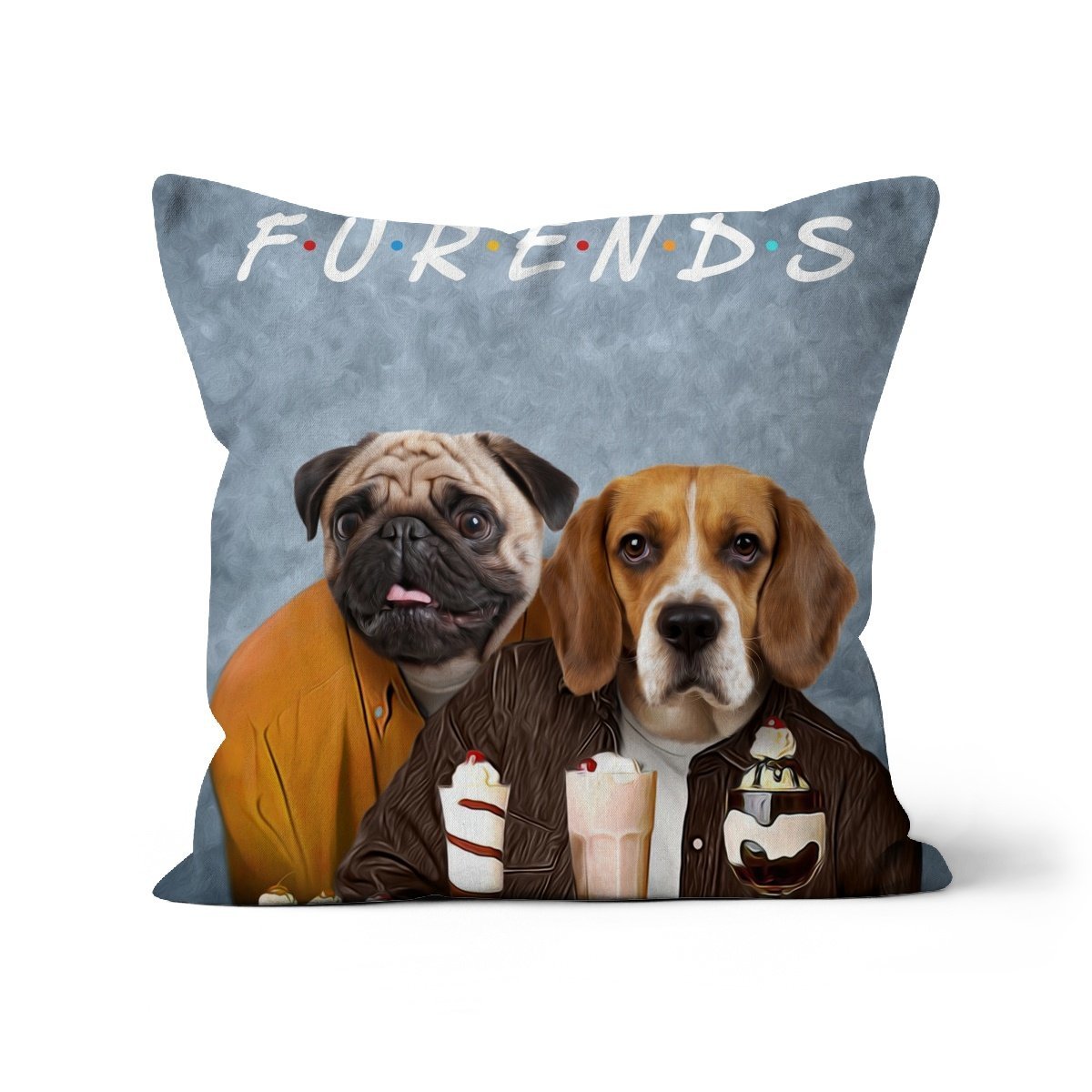 Two Furends: Custom Pet Pillow - Paw & Glory - Dog Portraits - Pet Portraits