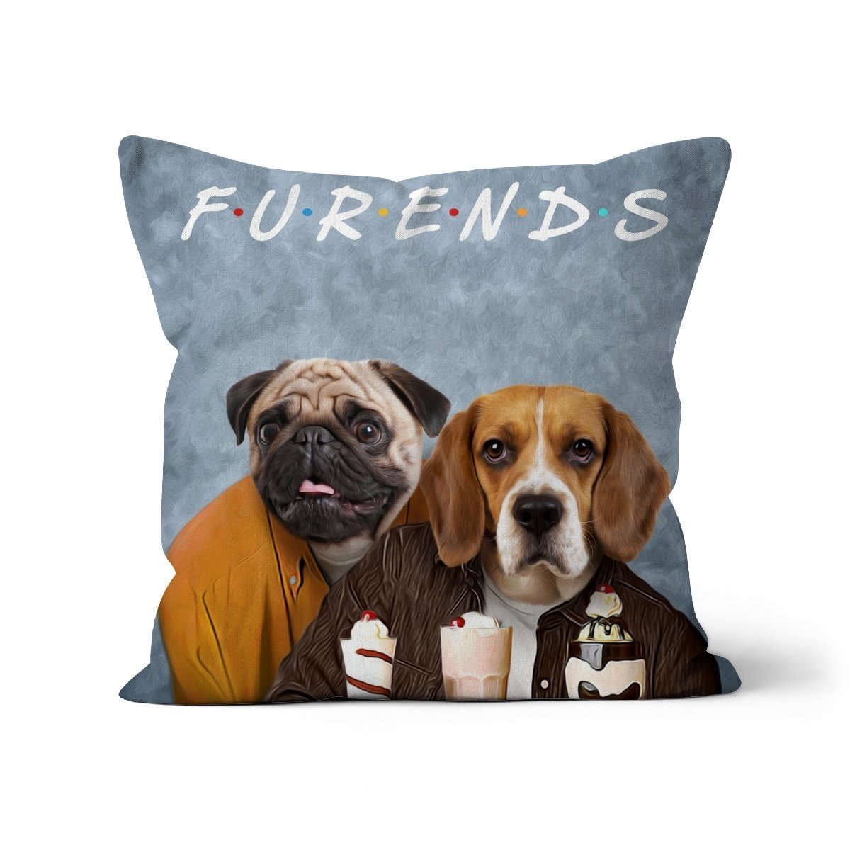 Two Furends: Custom Pet Pillow - Paw & Glory - Dog Portraits - Pet Portraits