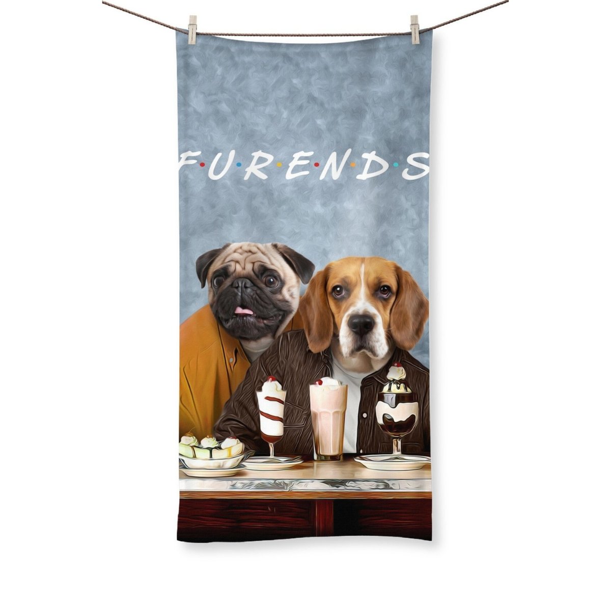 Two Furends: Custom Pet Towel - Paw & Glory - Dog Portraits - Pet Portraits