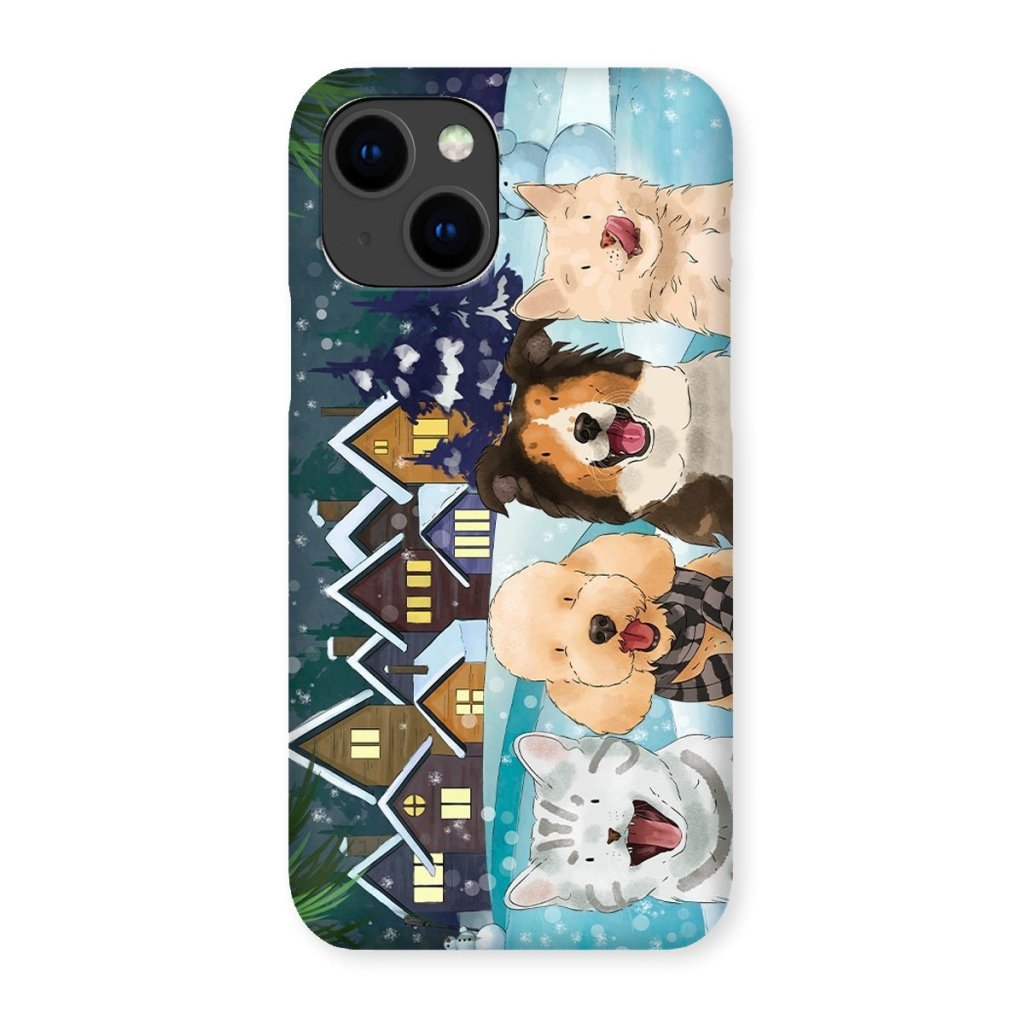 Watercolour: Custom Four Pet Phone Case - Paw & Glory - Dog Portraits - Pet Portraits