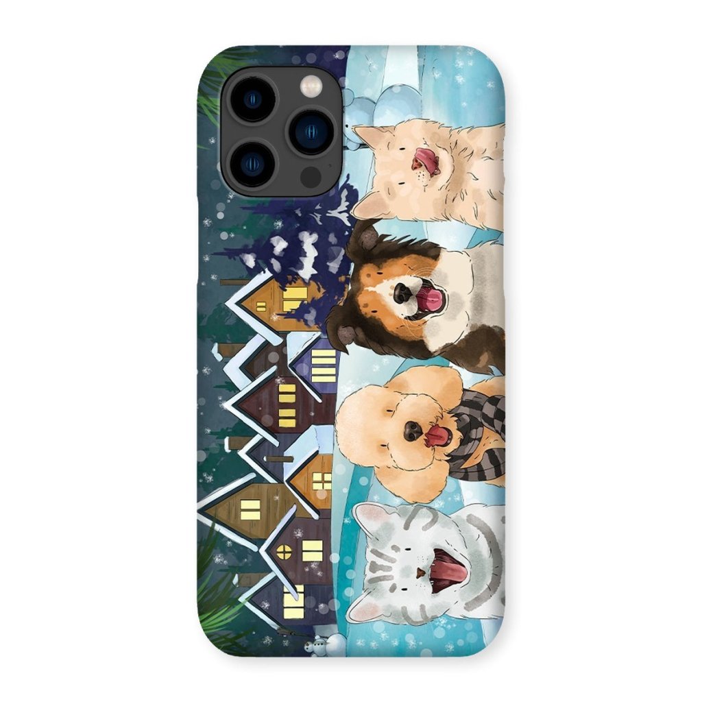 Watercolour: Custom Four Pet Phone Case - Paw & Glory - Dog Portraits - Pet Portraits