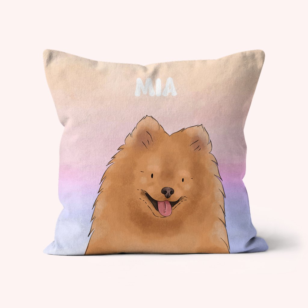 Watercolour: Custom Pet Pillow - Paw & Glory - Dog Portraits - Pet Portraits