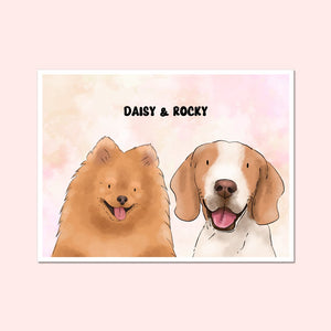 Watercolour: Custom Pet Poster - Paw & Glory - Dog Portraits - Pet Portraits