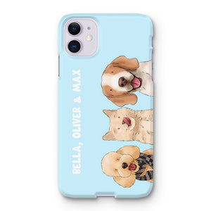 Watercolour: Custom Three Pet Phone Case - Paw & Glory - Dog Portraits - Pet Portraits