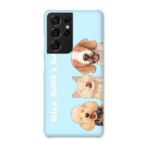 Watercolour: Custom Three Pet Phone Case - Paw & Glory - Dog Portraits - Pet Portraits