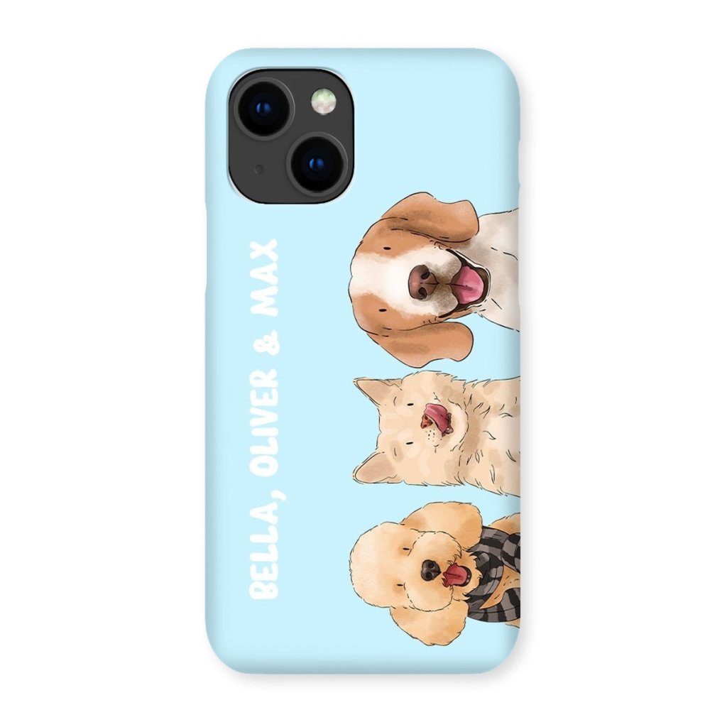 Watercolour: Custom Three Pet Phone Case - Paw & Glory - Dog Portraits - Pet Portraits