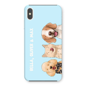 Watercolour: Custom Three Pet Phone Case - Paw & Glory - Dog Portraits - Pet Portraits