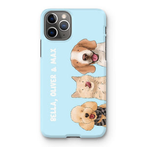 Watercolour: Custom Three Pet Phone Case - Paw & Glory - Dog Portraits - Pet Portraits