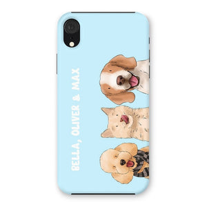 Watercolour: Custom Three Pet Phone Case - Paw & Glory - Dog Portraits - Pet Portraits