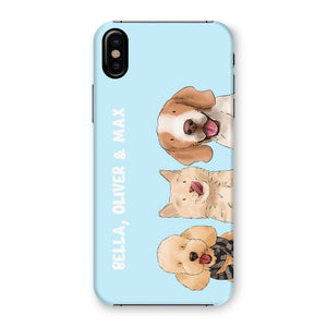 Watercolour: Custom Three Pet Phone Case - Paw & Glory - Dog Portraits - Pet Portraits